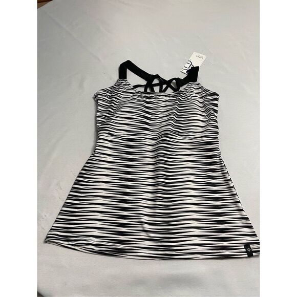 NWT Satva Movement Kala Cami Black White Arrow Print Tank Top Size Large New - Picture 1 of 10